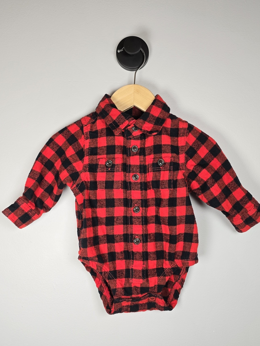 OshKosh B'gosh Red and Black Buffalo Plaid One-Piece Bodysuit